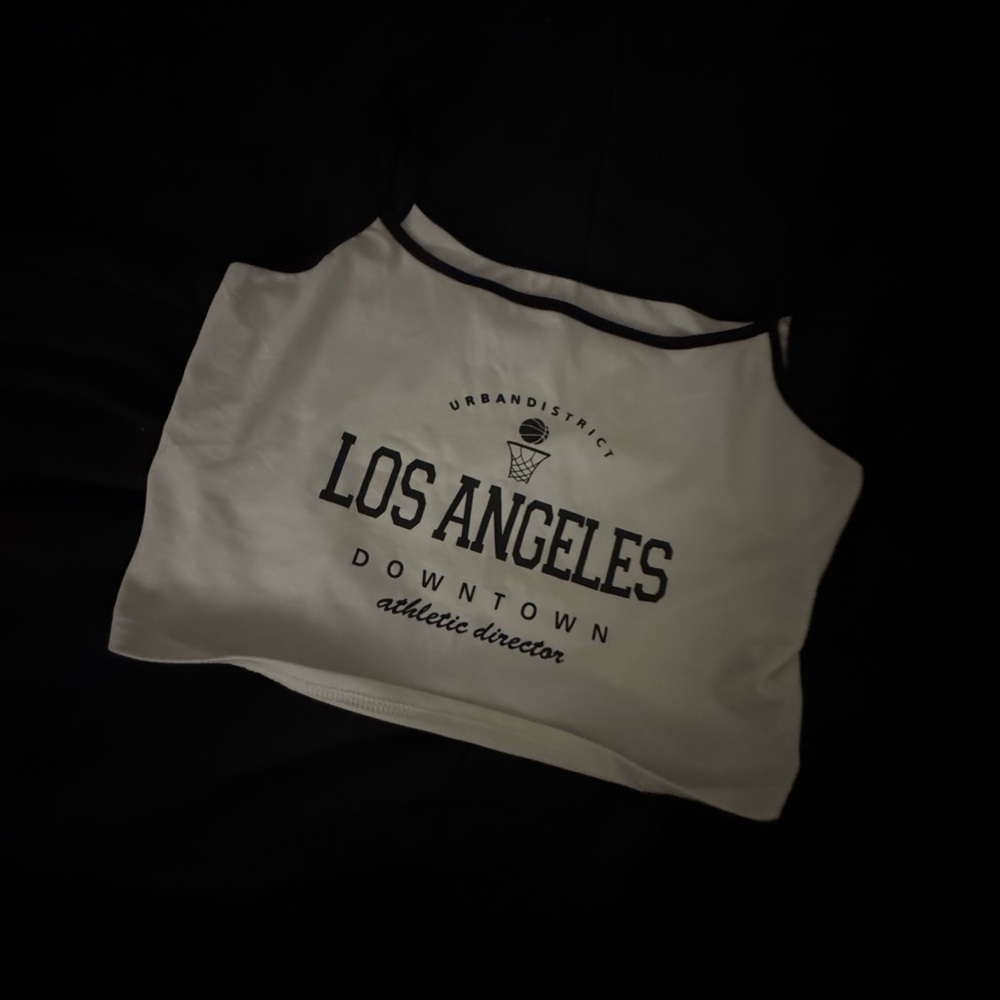 White Los Angeles Graphic Crop Top